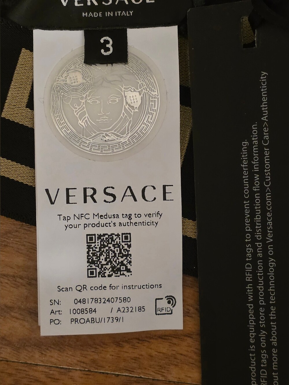 VERSACE NWT Greca Medusa Border Triangle Swim Black Gold  Size 3 - Picture 9 of 14